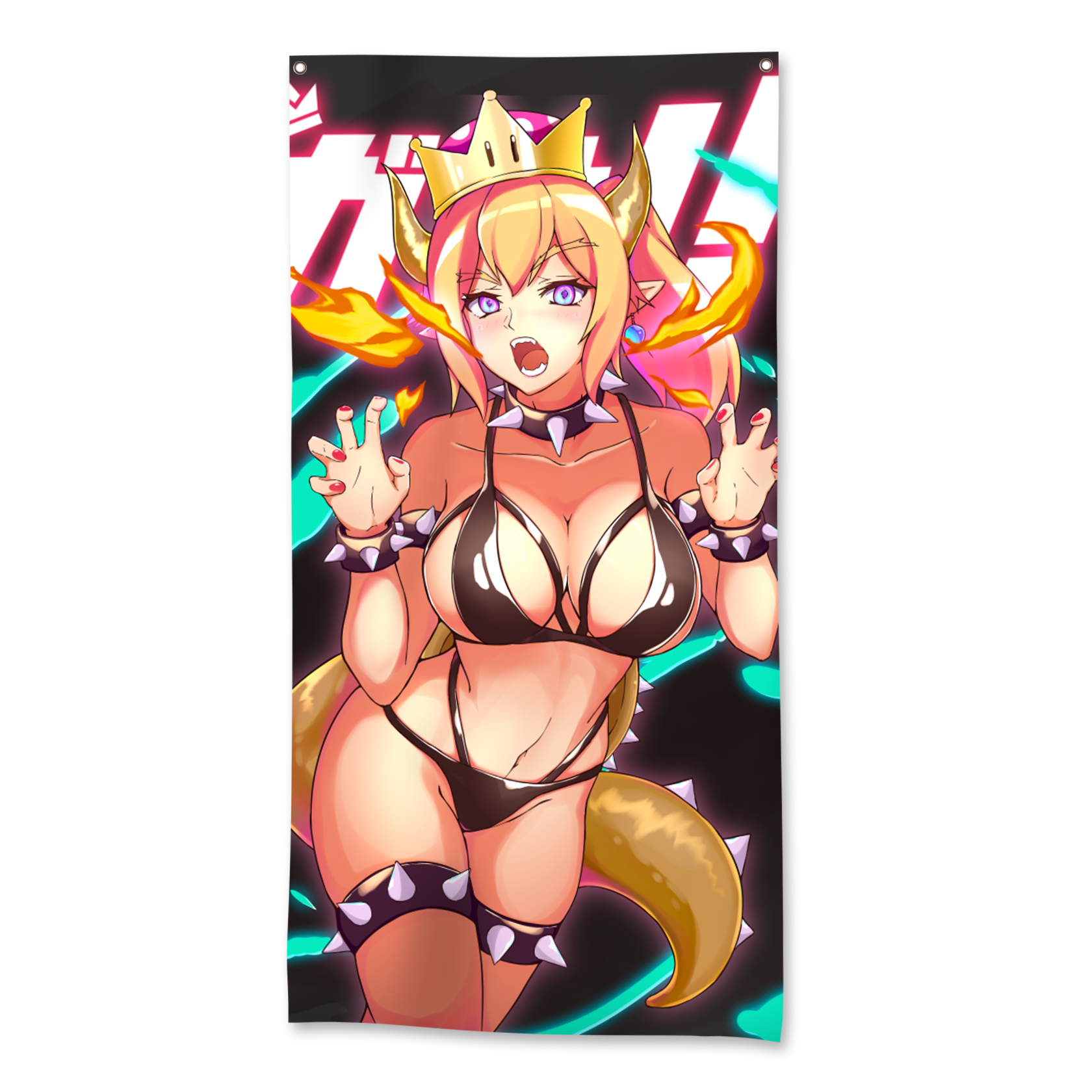 54&quot; ガオー! Bowsette Canvas Wall Flag