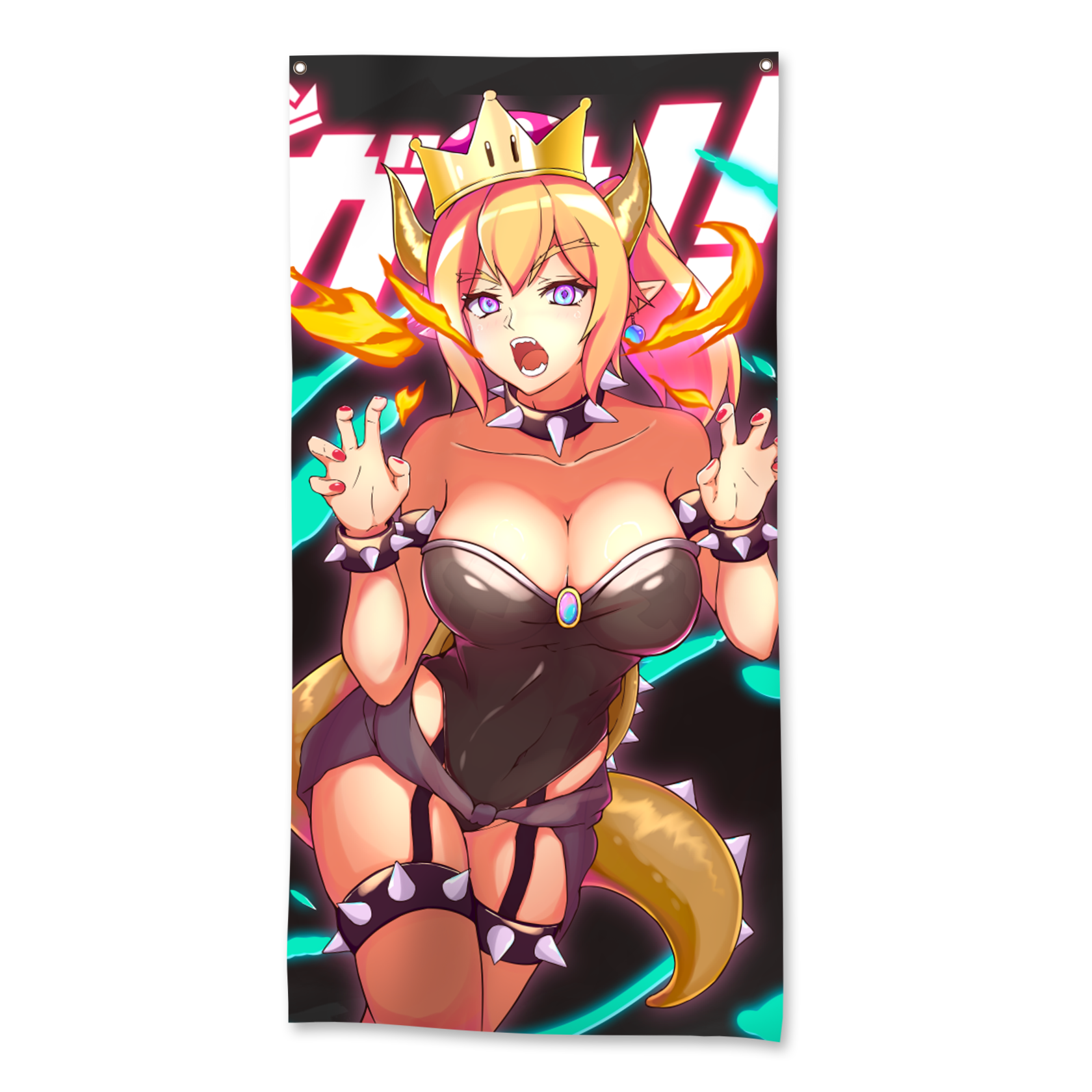 54&quot; ガオー! Bowsette Canvas Wall Flag