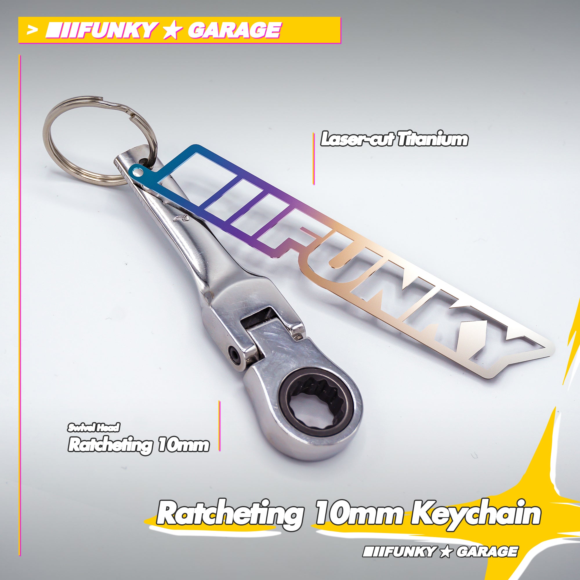 FUNKYGARAGE Titanium 10mm Ratcheting Keychain