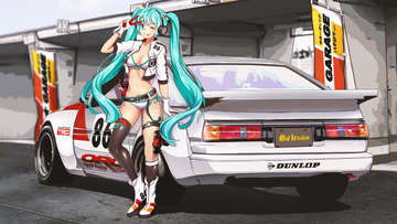 Retro Racing Miku Desktop Wallpaper