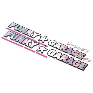 Silver Holographic FUNKY☆GARAGE Die-Cut Banner