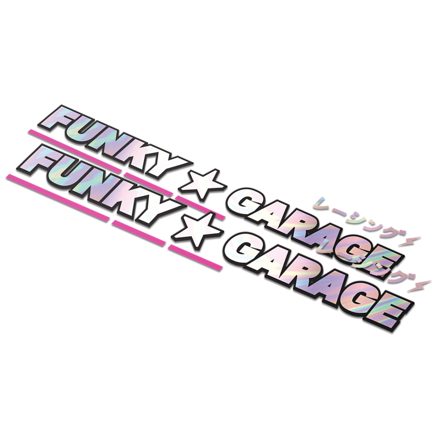 Silver Holographic FUNKY☆GARAGE Die-Cut Banner