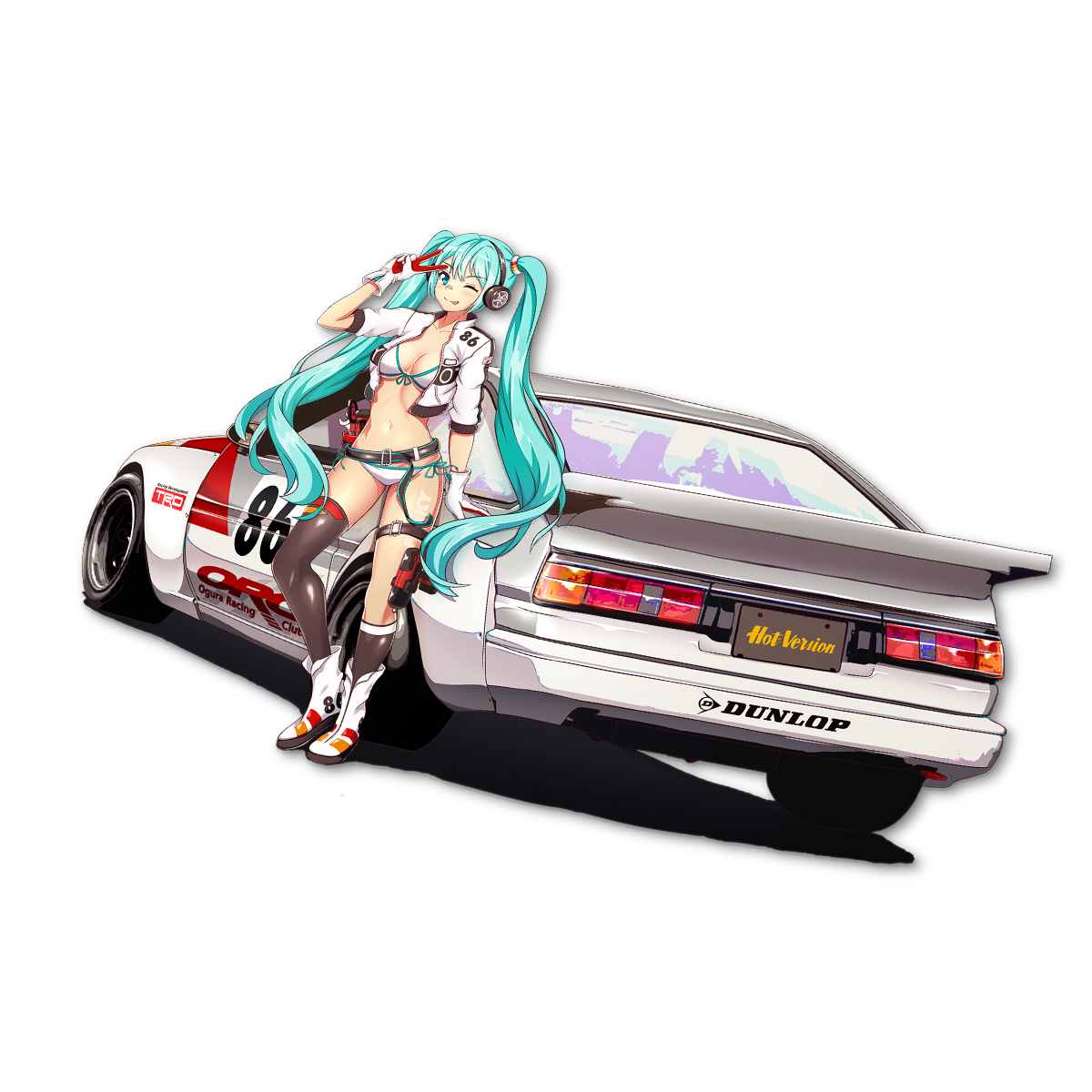 Retro Racing Miku Kiss-Cut